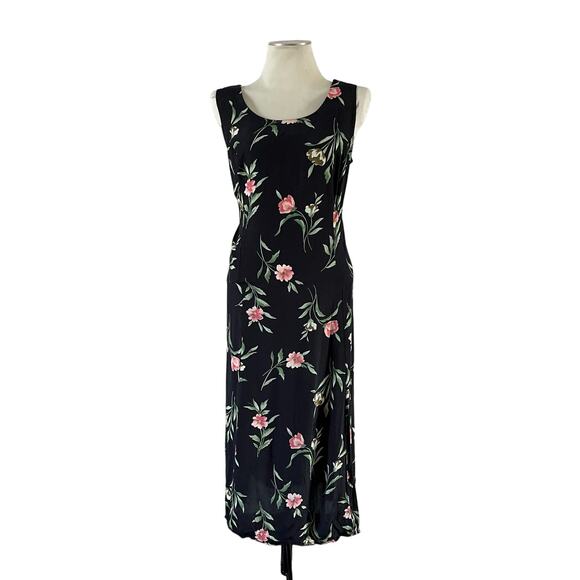 Vtg Y2K 2000s Cimmaron Plus Black Dark Floral Maxi Dress Wmns Sz 16 Cottagecore - Picture 1 of 11
